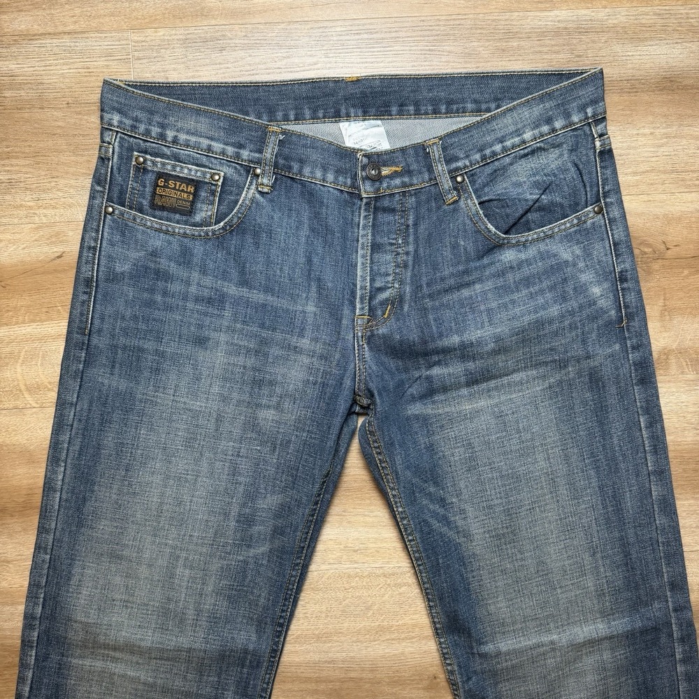 G-Star RAW Jeans Men 38x34 Blue Army Elwood Embroidered Medium Wash Denim Y2K - Picture 4 of 13